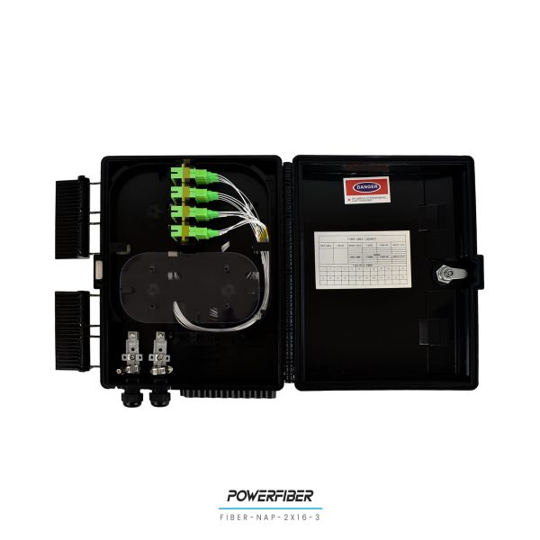 POWERFIBER FIBER-NAP-2X16-3 CAJA EXTERIOR FTTH 2X16 CON SPLITTER 1X16 CONECTOR SC/APC + 16 ADAPTADORES - Imagen 3