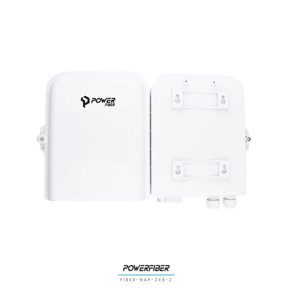 POWERFIBER FIBER-NAP-2X8-2 CAJA EXTERIOR FTTH 2X8 CON SPLITTER 1X8 CONECTOR SC/APC + 8 ADAPTADORES - Imagen 3