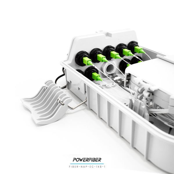 POWERFIBER FIBER-NAP-EC-1X8-1 CAJA EXTERIOR FTTH EASY CONNECT 1X8 CON SPLITTER 1X8 CONECTOR SC/APC CON SANGRIA - Imagen 3