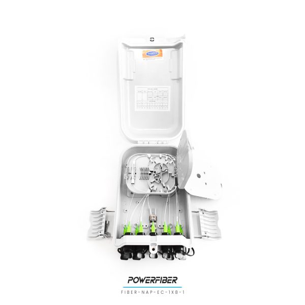 POWERFIBER FIBER-NAP-EC-1X8-1 CAJA EXTERIOR FTTH EASY CONNECT 1X8 CON SPLITTER 1X8 CONECTOR SC/APC CON SANGRIA - Imagen 4
