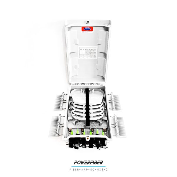 POWERFIBER FIBER-NAP-EC-4X8-2 CAJA EXTERIOR FTTH EASY CONNECT 1X8 CON SPLITTER 1X8 CONECTOR SC/APC CON SANGRIA CON DERIVACION - Imagen 6