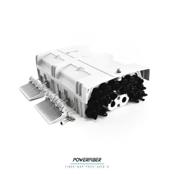 POWERFIBER FIBER-NAP-PREC-2X16-3 CAJA EXTERIOR FTTH PRECONNECT 2X16 CON SPLITTER 1X8 CONECTOR SC/APC CON SANGRIA CON CRUZ - Imagen 5