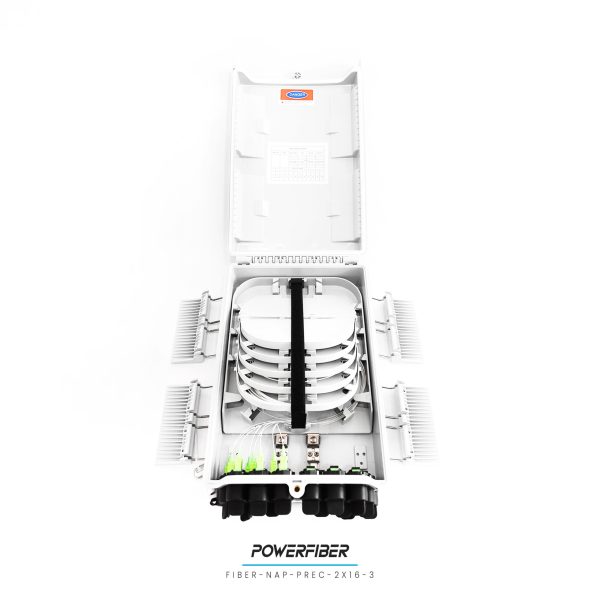 POWERFIBER FIBER-NAP-PREC-2X16-3 CAJA EXTERIOR FTTH PRECONNECT 2X16 CON SPLITTER 1X8 CONECTOR SC/APC CON SANGRIA CON CRUZ - Imagen 6