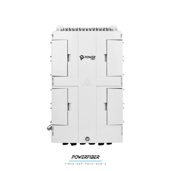 POWERFIBER FIBER-NAP-PREC-4X8-3 CAJA EXTERIOR FTTH PRECONECTORIZADA 4X8 CON SPLITTER 1X8 CONECTOR SC/APC CON SANGRIA CON CRUZ