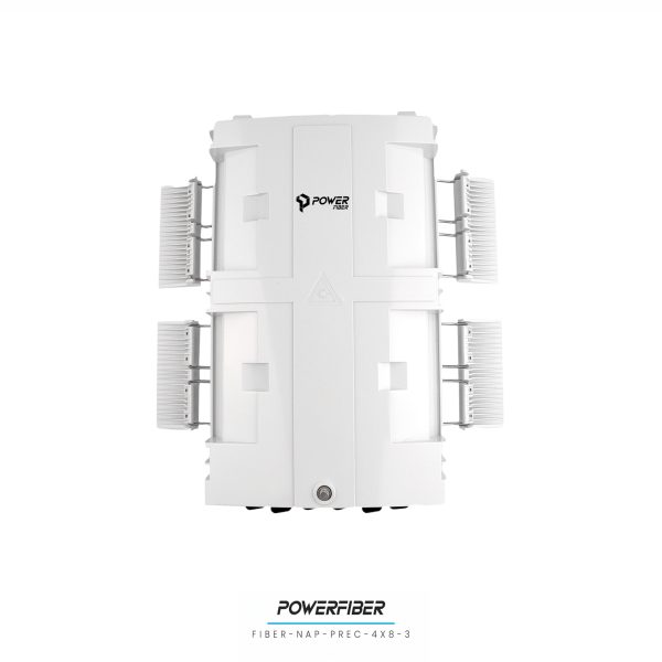 POWERFIBER FIBER-NAP-PREC-4X8-3 CAJA EXTERIOR FTTH PRECONECTORIZADA 4X8 CON SPLITTER 1X8 CONECTOR SC/APC CON SANGRIA CON CRUZ - Imagen 2