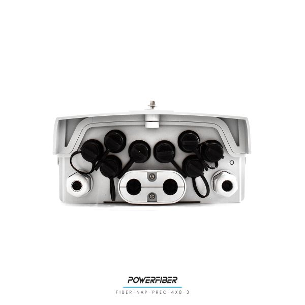 POWERFIBER FIBER-NAP-PREC-4X8-3 CAJA EXTERIOR FTTH PRECONECTORIZADA 4X8 CON SPLITTER 1X8 CONECTOR SC/APC CON SANGRIA CON CRUZ - Imagen 4