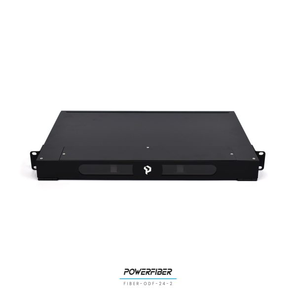 POWERFIBER FIBER-ODF-24-2 DISTRIBUIDOR DE FIBRA OPTICA 24 PUERTOS CON ADAPTADOR SC/APC CON PIGTAILS CON PROTECCION FRONTAL