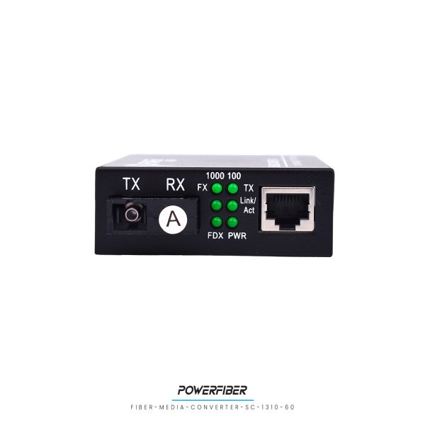 POWERFIBER FIBER-MEDIA-CONV-SC-1310-60 MEDIA CONVERTER MONOMODO 10/100/1000 1310nm 60KM CONECTOR SC - Imagen 3